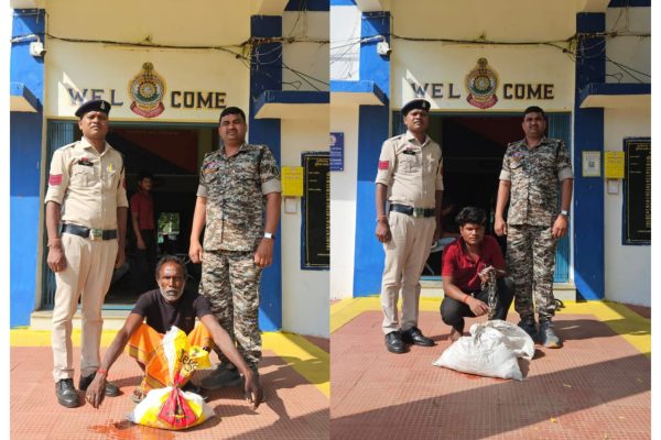 गरियाबंद पुलिस की कार्रवाई — “डबल लाल घोड़ा” छाप कच्ची महुआ शराब के साथ दो आरोपी गिरफ्तार, 21 लीटर शराब जप्त